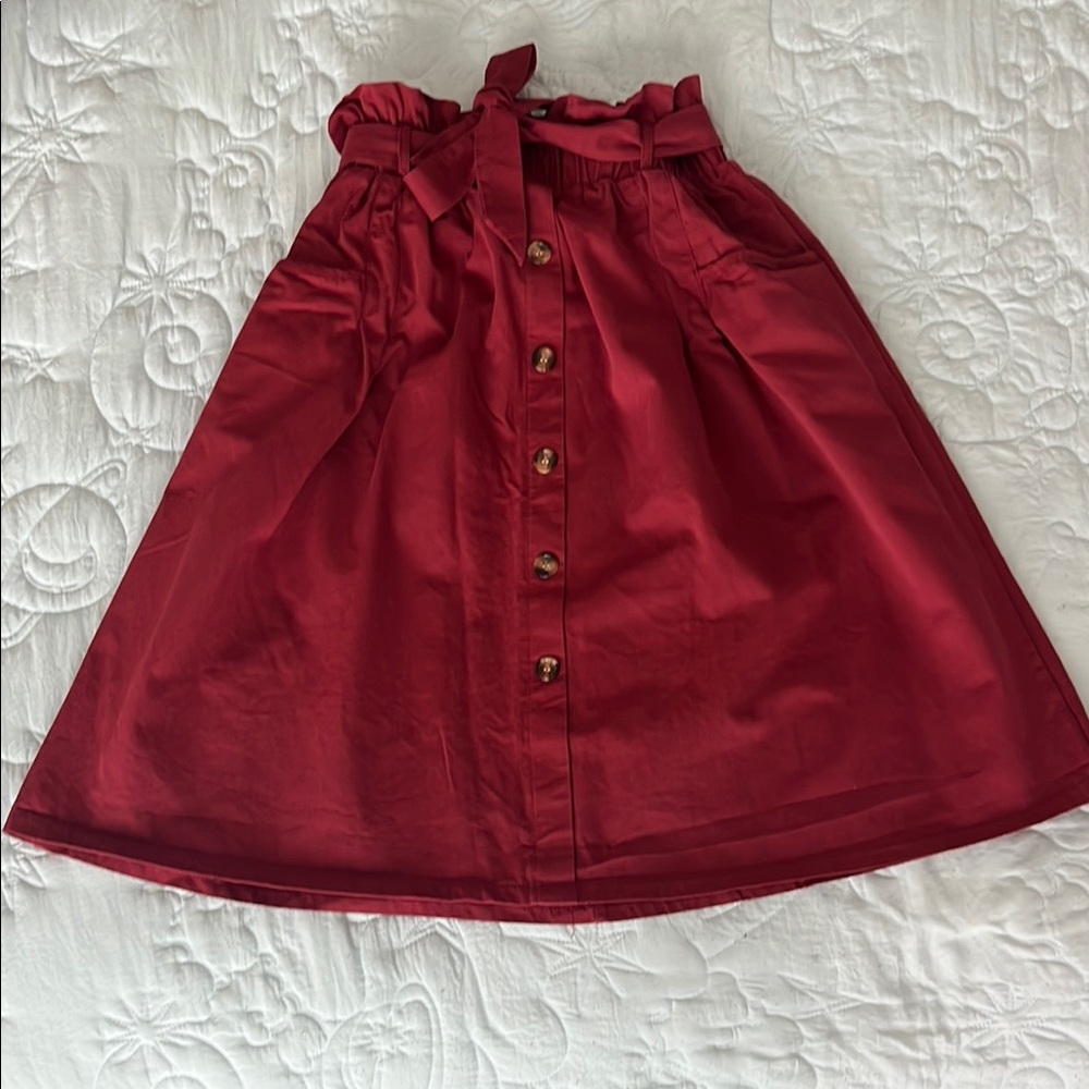 Elegant Red Button-Down Skirt